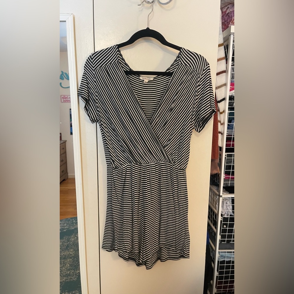Black and White striped Romper